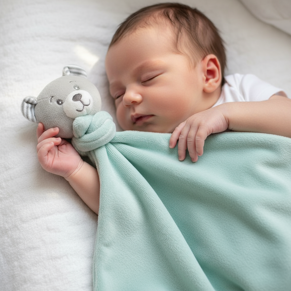 Doudou Orsetto Verde Acqua - Copertina di Sicurezza per Neonati