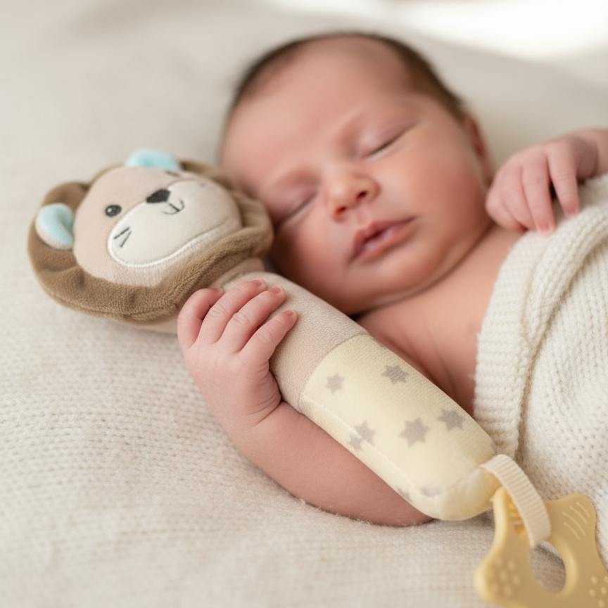 Neonato con sonaglino leoncino