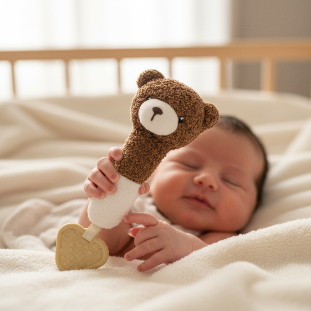 Neonato con sonaglino orsetto marrone originale