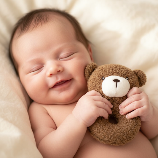 Neonato con sonaglino orsetto marrone