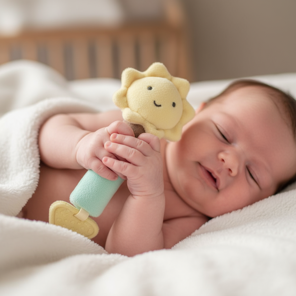 Neonato con sonaglino stellina gialla