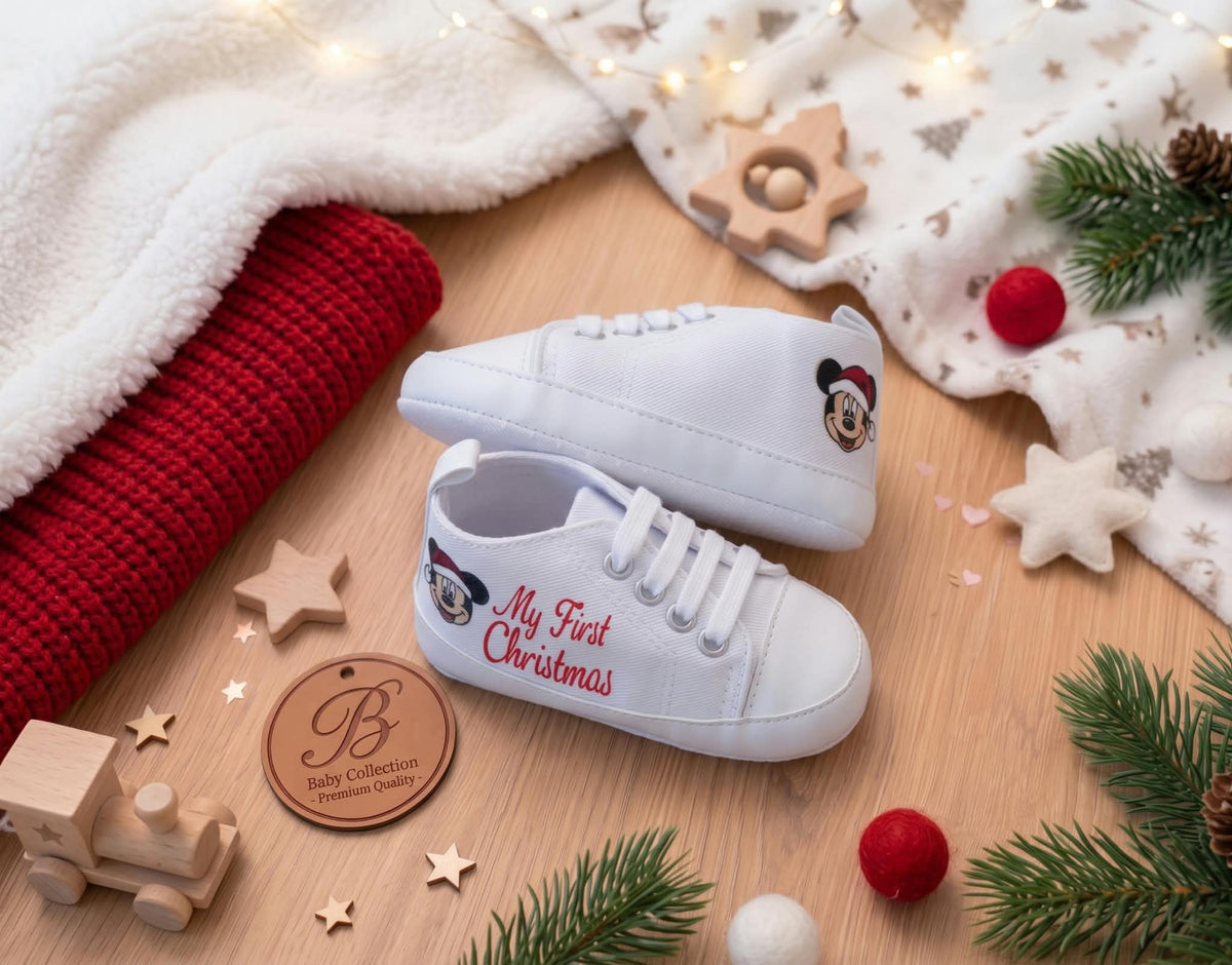 Scarpine Culla Topolino My First Christmas - Personalizzabili con Nome - Primo Natale - Little Bird