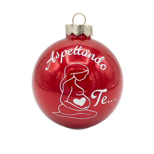 Boule de Noël personnalisée « Attends-moi » en verre – Décoration de Noël pour futurs parents