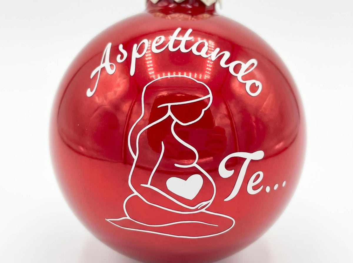 Boule de Noël personnalisée « Attends-moi » en verre – Décoration de Noël pour futurs parents
