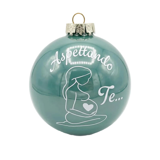 Boule de Noël personnalisée « Attends-moi » en verre – Décoration de Noël pour futurs parents