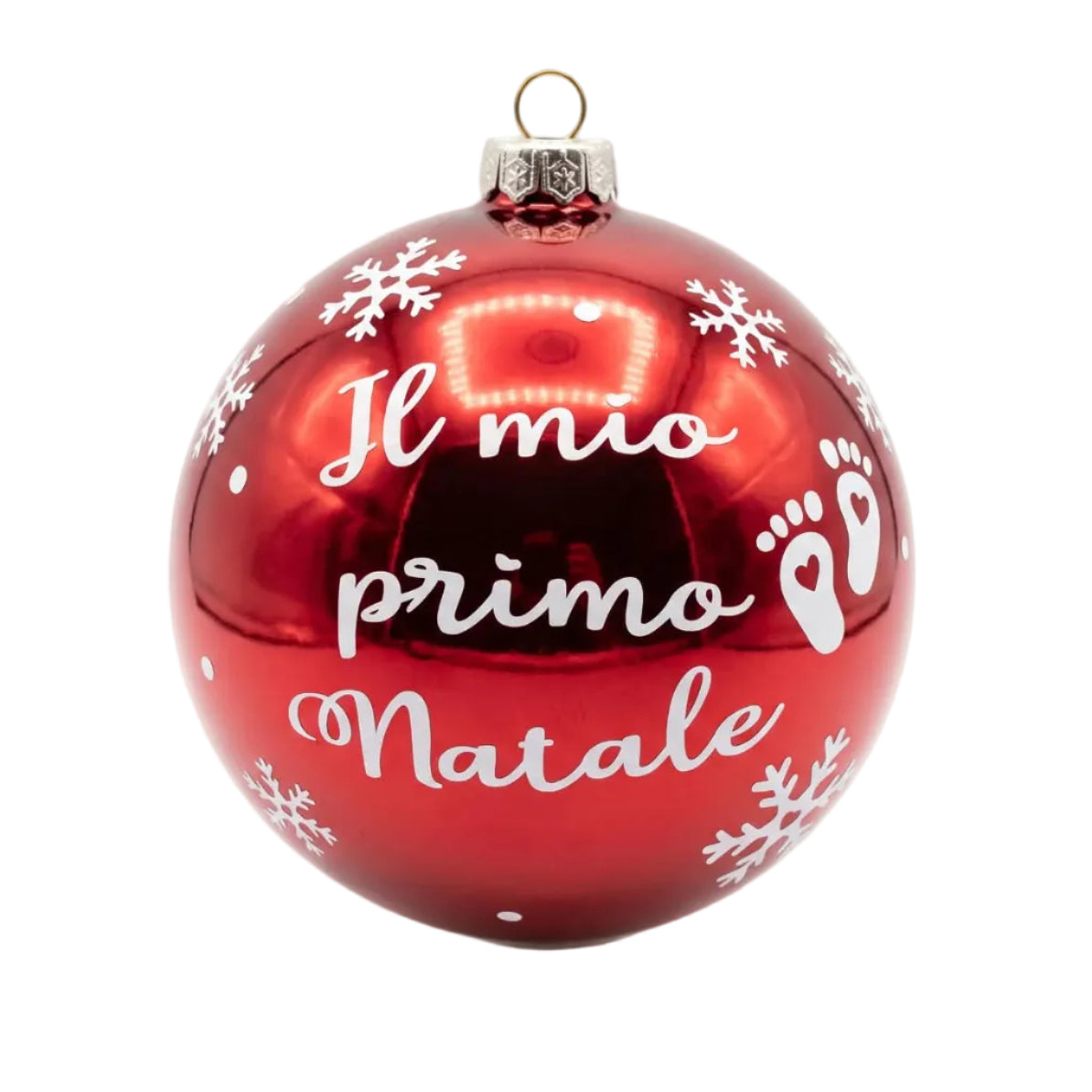 Pallina di Natale Personalizzata "Il mio primo Natale" in pvc Rossa Ø 10cm - Regalo Natalizio - Little Bird