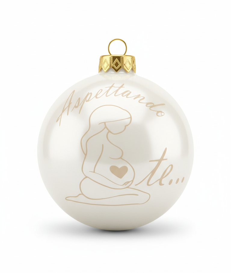 Pallina di Natale Personalizzata 'Aspettami' in  Vetro- Decorazione Natalizia per Futuri Genitori