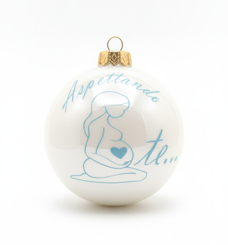 Pallina di Natale Personalizzata 'Aspettami' in  Vetro- Decorazione Natalizia per Futuri Genitori