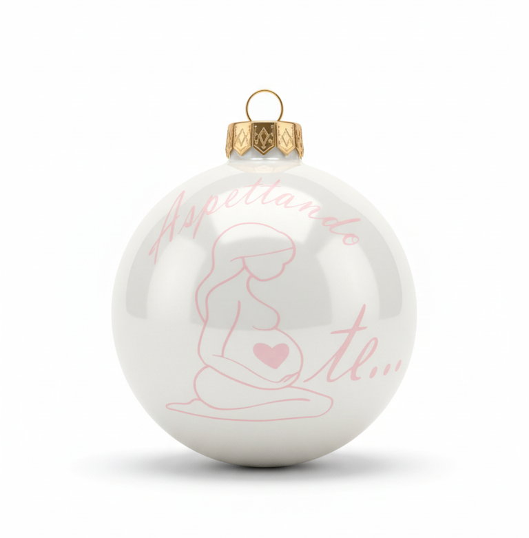 Pallina di Natale Personalizzata 'Aspettami' in  Vetro- Decorazione Natalizia per Futuri Genitori