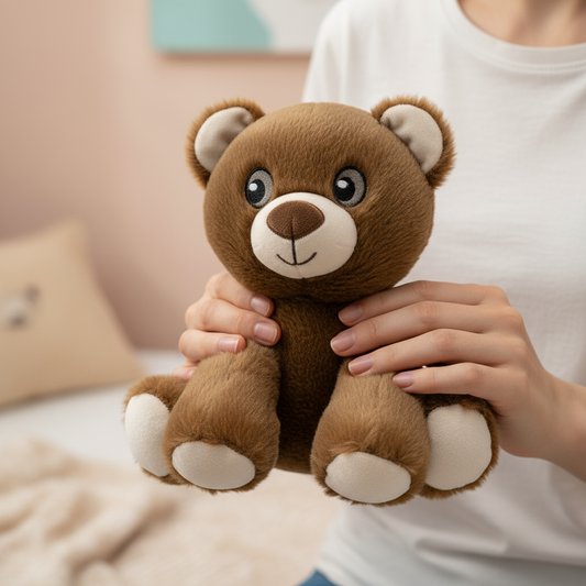 Peluche orsetto nelle mani della mamma