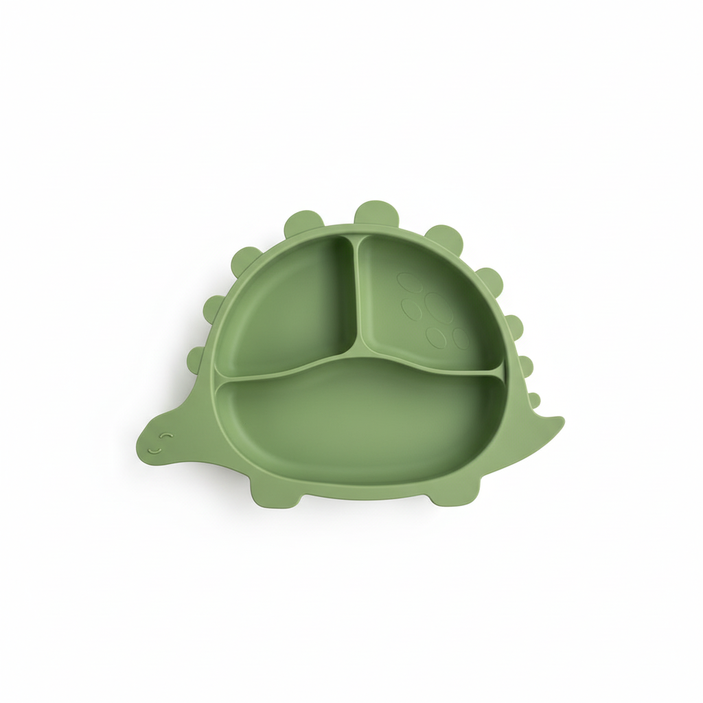 Piatto dinosauro verde senza ombre