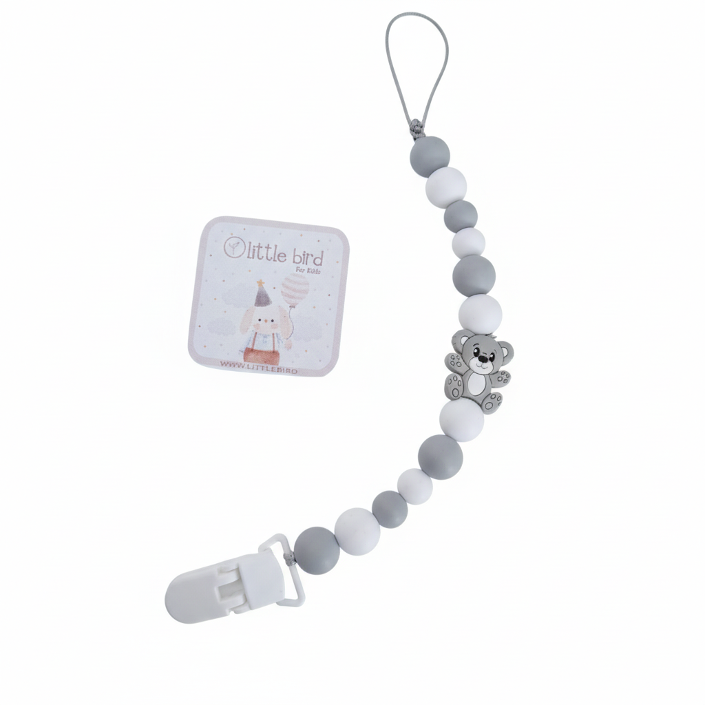 Portaciuccio Orsetto Grigio - sfondo bianco