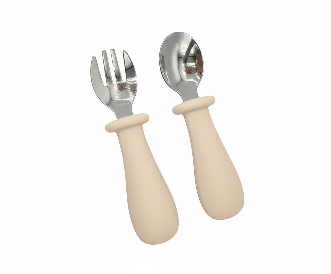 Set Posate Bambini Beige - Forchetta e Cucchiaio