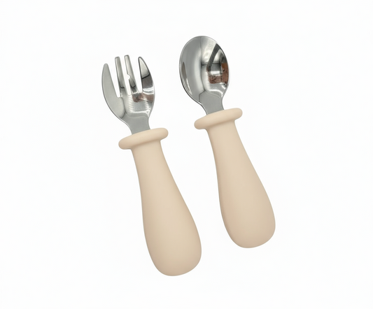Set Posate Bambini Beige - Forchetta e Cucchiaio