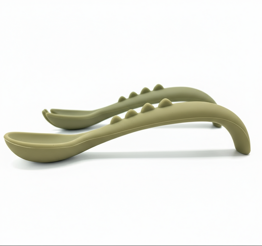 Set Posate Bambini a Forma di Drachetto Olive - Forchetta e Cucchiaio Little Bird