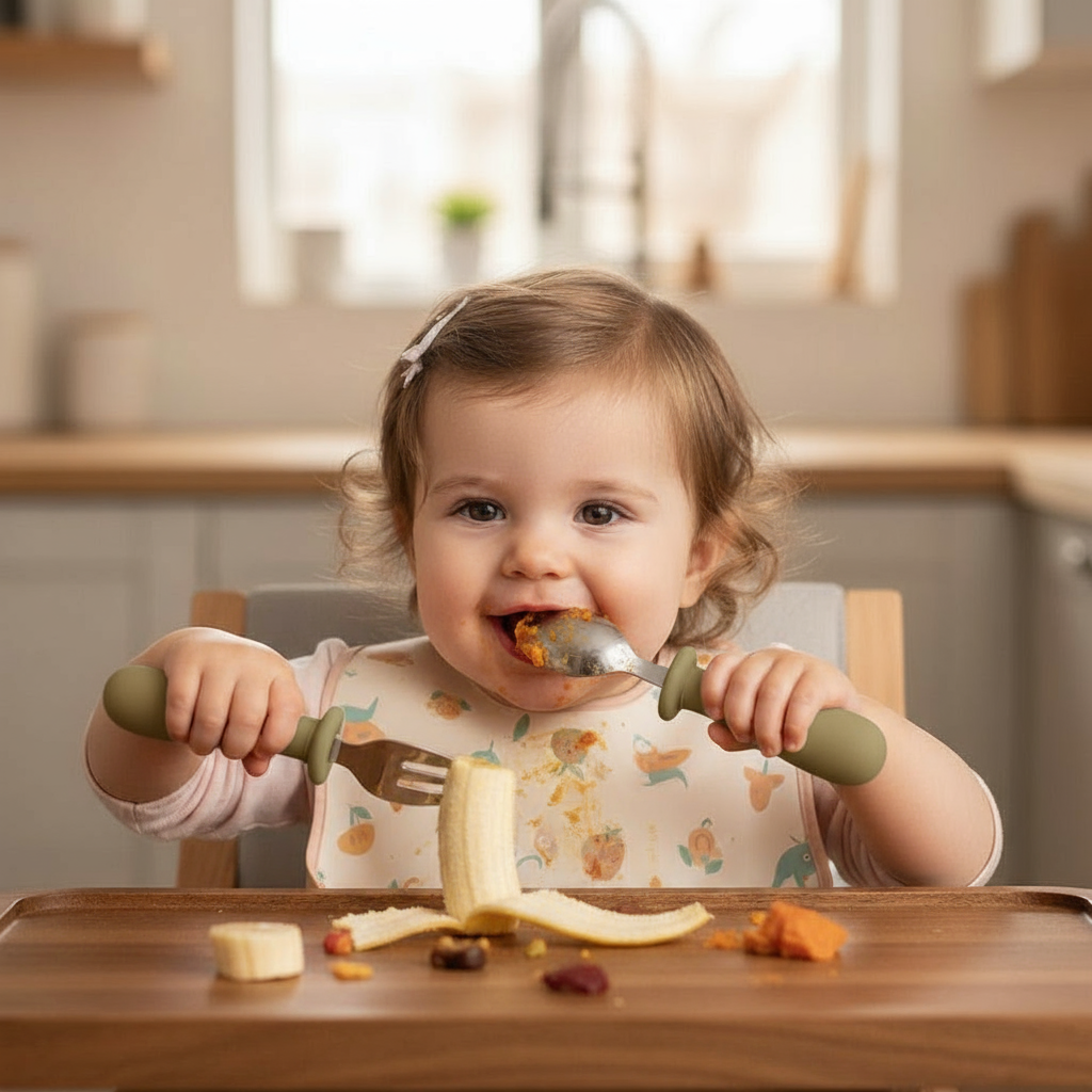 Set Posate Bambini Olive - Forchetta e Cucchiaio