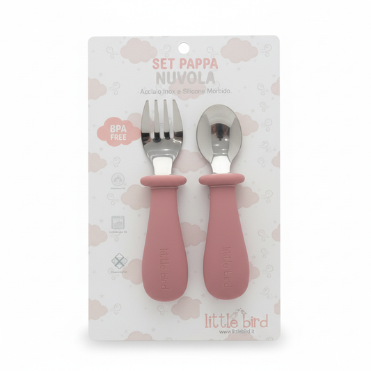 Posate rosa dark con packaging