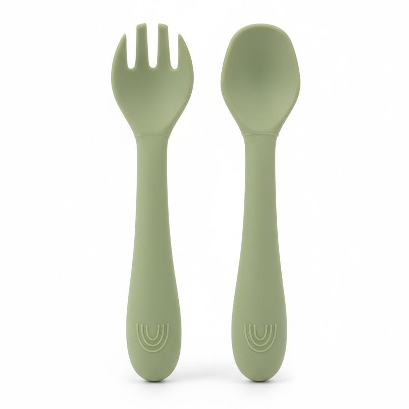 Set Pappa Svezzamento Arcobaleno Verde - 100% BPA Free - Little Bird