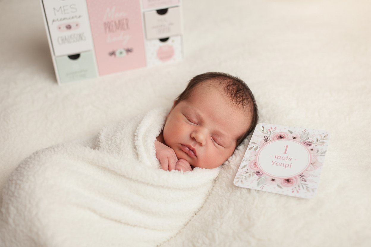 Scatola Ricordi + Card 12 Mesi - Neonato con card mese 1