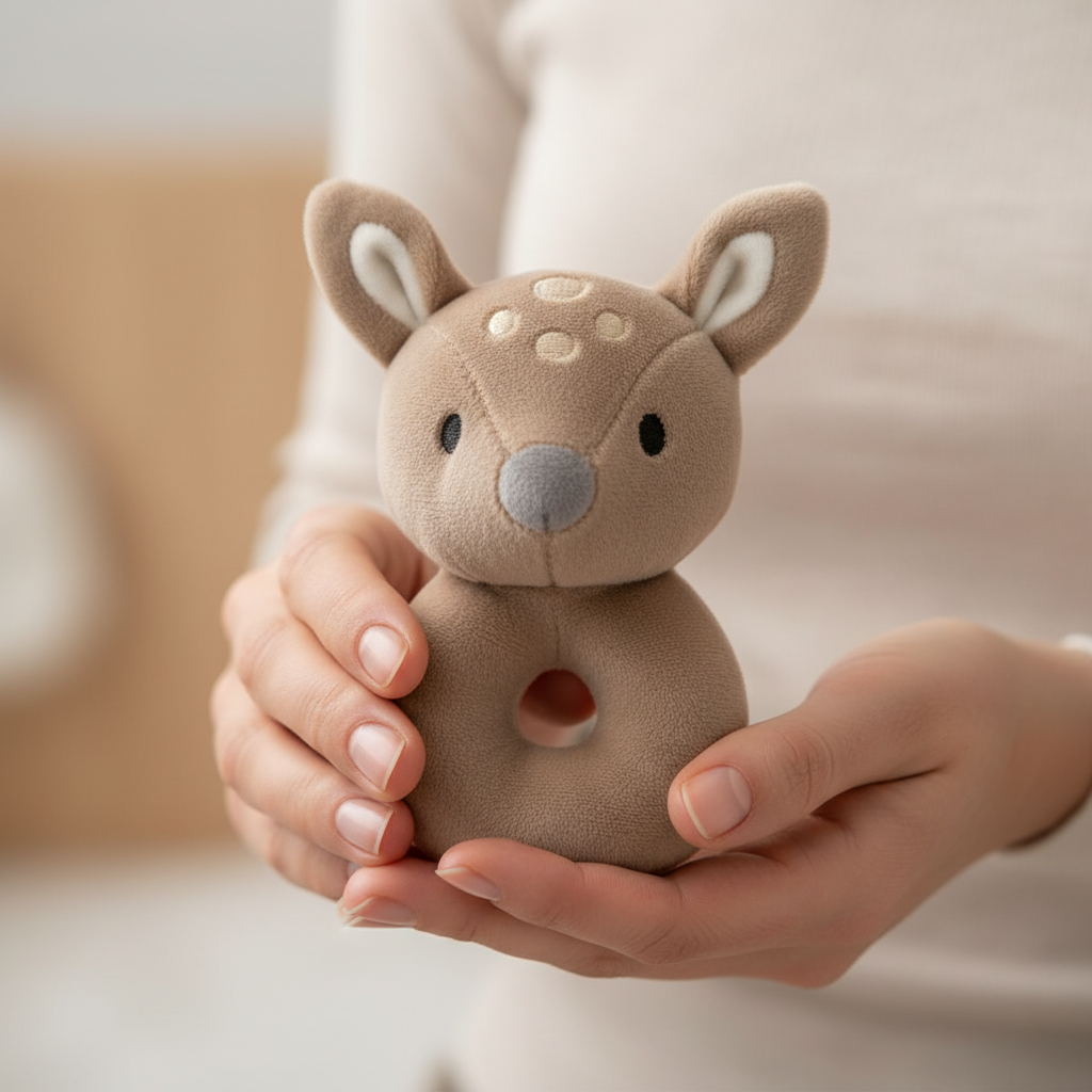 Sonaglino cerbiatto nelle mani della mamma