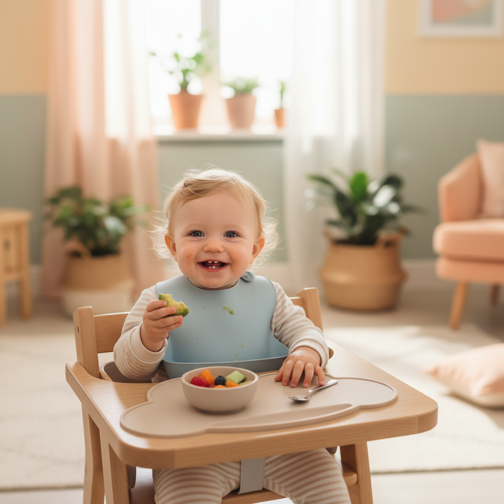 Tovaglietta con bambino al seggiolone