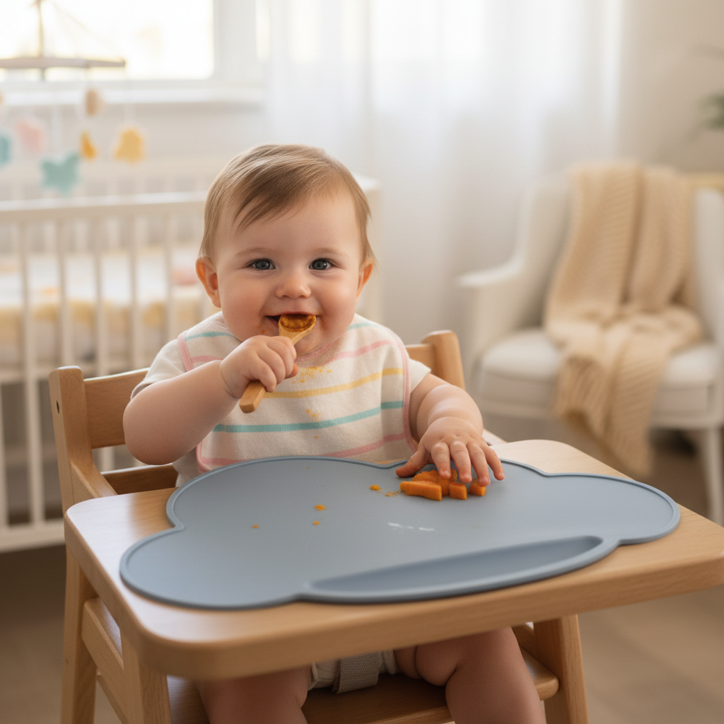 Tovaglietta con bambino al seggiolone