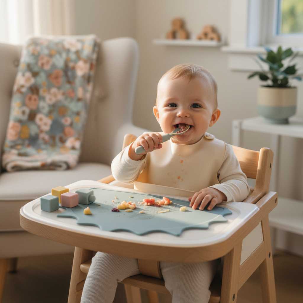 Tovaglietta con bambino al seggiolone