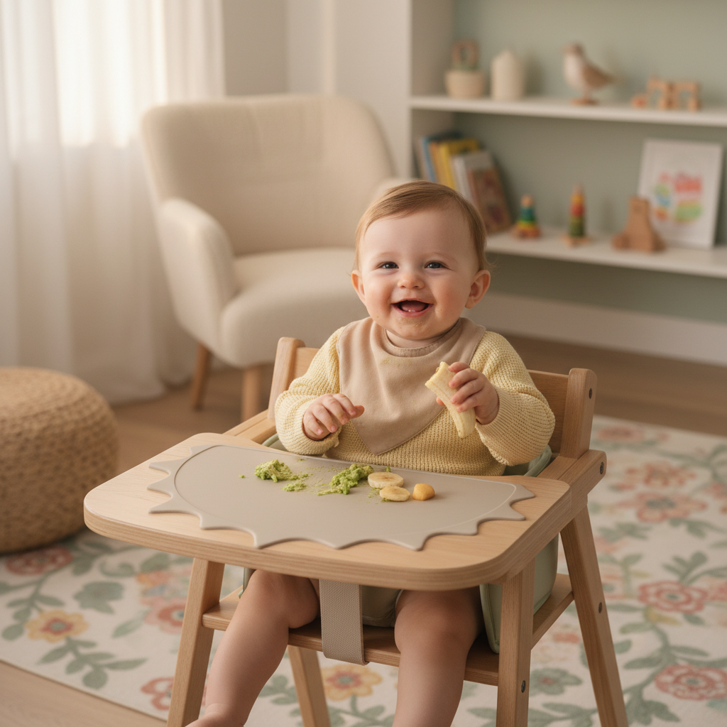 Tovaglietta con bambino al seggiolone