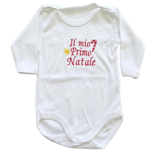 Body Il mio primo Natale ambientato con decorazioni natalizie
