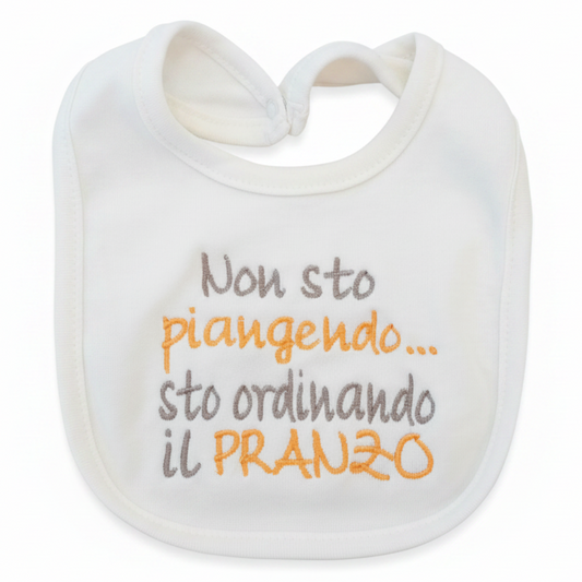 White background Pranzo bib
